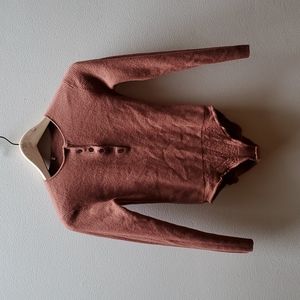 Merino wool rust colored ribbed bodysuit XS